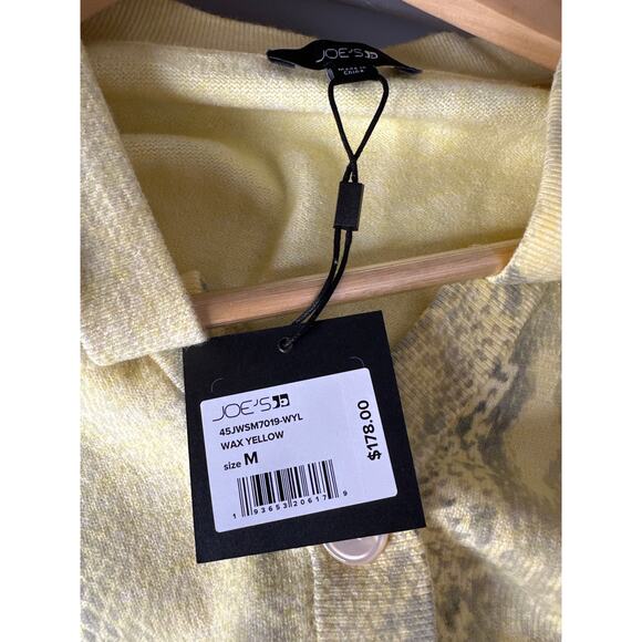 Joe's Snakeskin Cardigan Long Sleeve V-Neck Sweater Wax Yellow NWT Medium - Picture 4 of 7